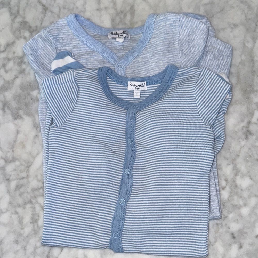 Splendid Blue Striped Kids Footie Bundle